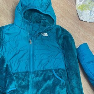 The North Face Teal Hooded Fleece & Quilted Jacket